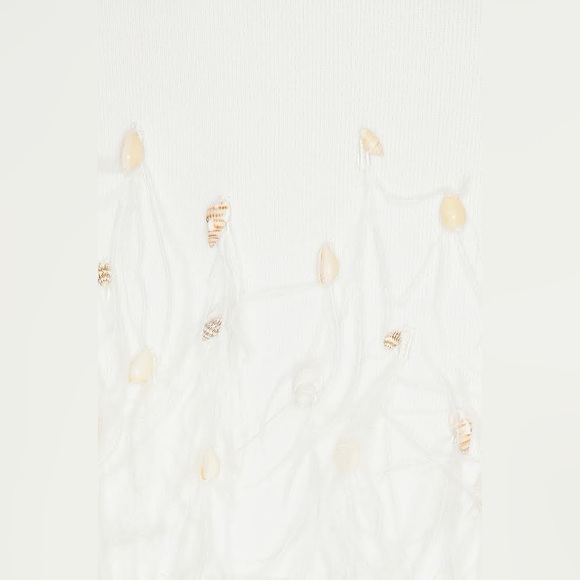 STAUD Haylee White Sea Shell and Feather Mini Dress - Bridal Bachelorette - Picture 3 of 8